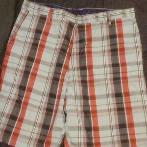 Burnside Red and Gray Flat Front Shorts Lightweight Design